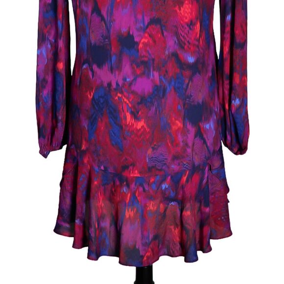 BCBG MaxAzria Women's Dress Multicolor Abstract V-Neck Shift Flowy Long Sleeve S - Picture 8 of 8